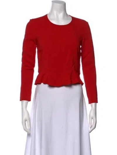 Pre-owned A.l.c Crew Neck Three-quarter Sleeve Crop Top In Red