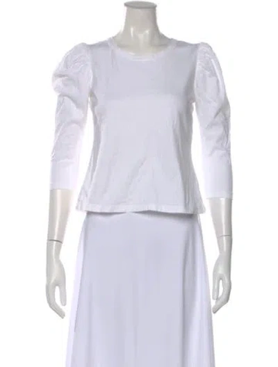 Pre-owned A.l.c Crew Neck Three-quarter Sleeve Crop Top In White