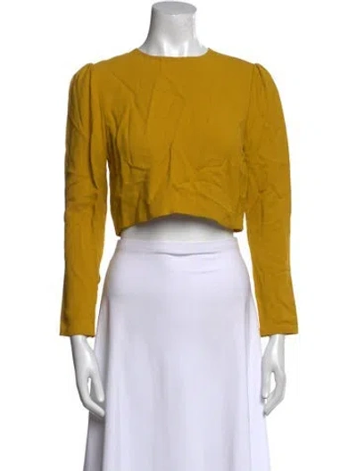 Pre-owned A.l.c Crew Neck Three-quarter Sleeve Crop Top In Yellow