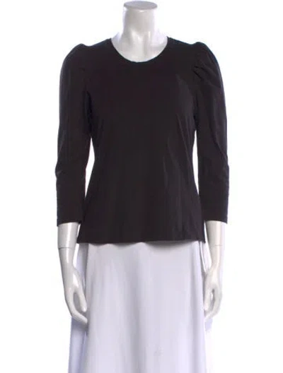 Pre-owned A.l.c Crew Neck Three-quarter Sleeve Top In Black