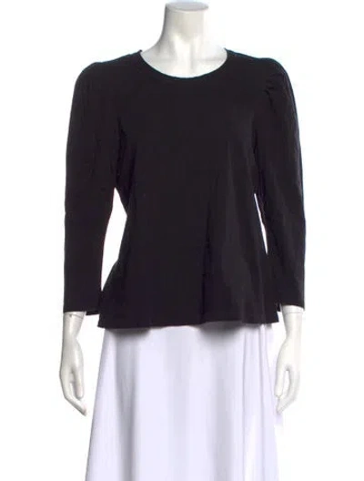 Pre-owned A.l.c Crew Neck Three-quarter Sleeve Top In Black