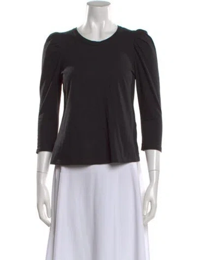 Pre-owned A.l.c Crew Neck Three-quarter Sleeve Top In Black