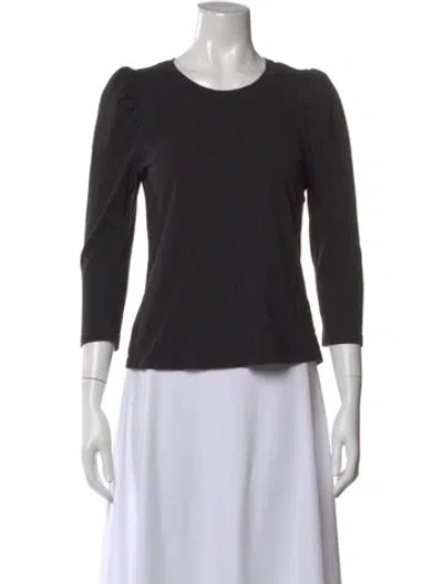Pre-owned A.l.c Crew Neck Three-quarter Sleeve Top In Black