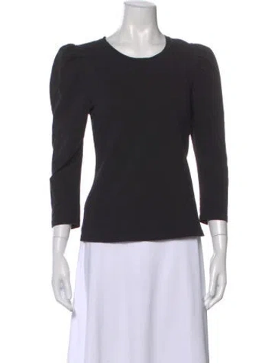Pre-owned A.l.c Crew Neck Three-quarter Sleeve Top In Black