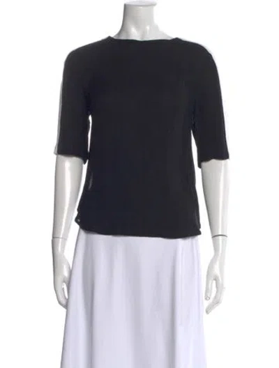 Pre-owned A.l.c Crew Neck Three-quarter Sleeve Top In Black