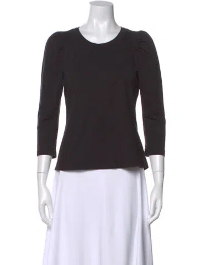 Pre-owned A.l.c Crew Neck Three-quarter Sleeve Top In Black