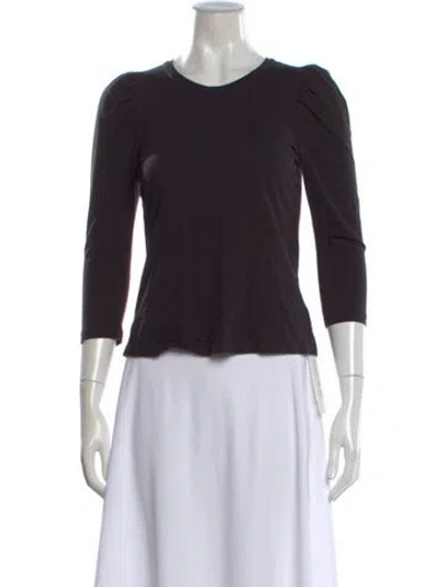 Pre-owned A.l.c Crew Neck Three-quarter Sleeve Top In Black