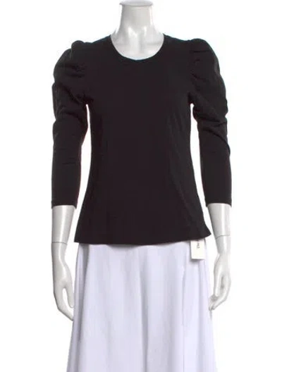 Pre-owned A.l.c Crew Neck Three-quarter Sleeve Top In Black