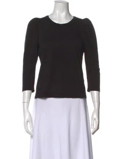 Pre-owned A.l.c Crew Neck Three-quarter Sleeve Top In Black