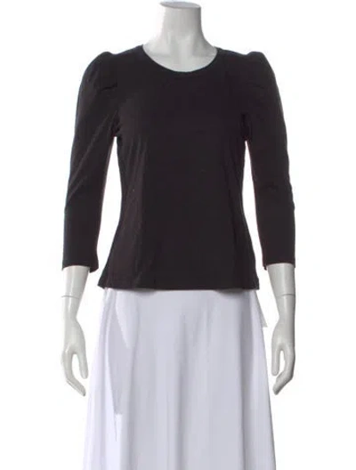 Pre-owned A.l.c Crew Neck Three-quarter Sleeve Top In Black