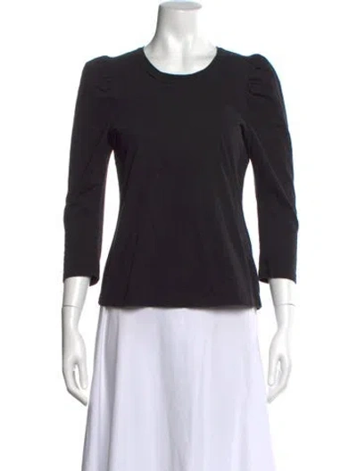 Pre-owned A.l.c Crew Neck Three-quarter Sleeve Top In Black