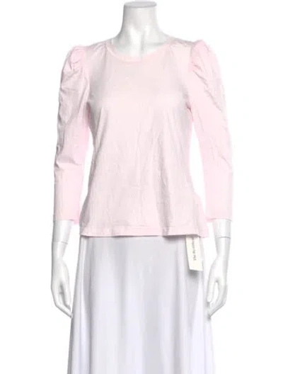 Pre-owned A.l.c Crew Neck Three-quarter Sleeve Top In Pink