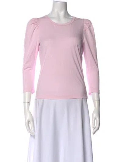 Pre-owned A.l.c Crew Neck Three-quarter Sleeve Top In Pink
