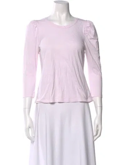 Pre-owned A.l.c Crew Neck Three-quarter Sleeve Top In Pink
