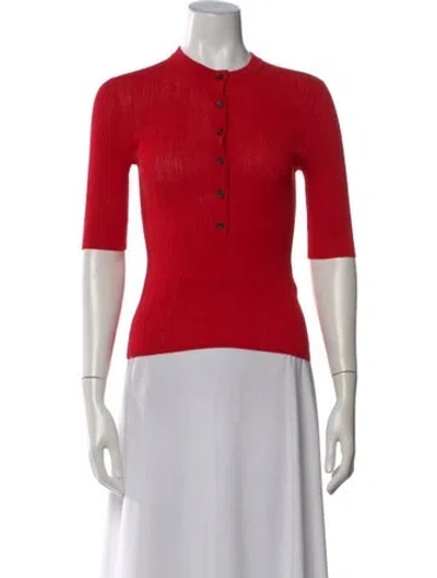 Pre-owned A.l.c Crew Neck Three-quarter Sleeve Top In Red