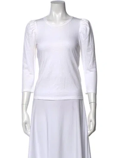 Pre-owned A.l.c Crew Neck Three-quarter Sleeve Top In White
