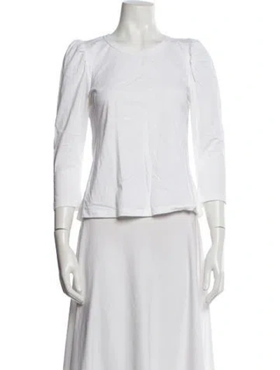 Pre-owned A.l.c Crew Neck Three-quarter Sleeve Top In White