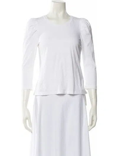 Pre-owned A.l.c Crew Neck Three-quarter Sleeve Top In White