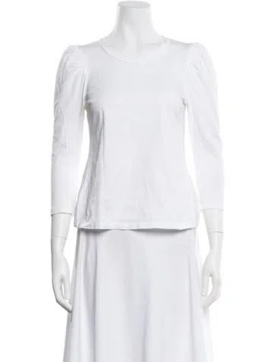 Pre-owned A.l.c Crew Neck Three-quarter Sleeve Top In White