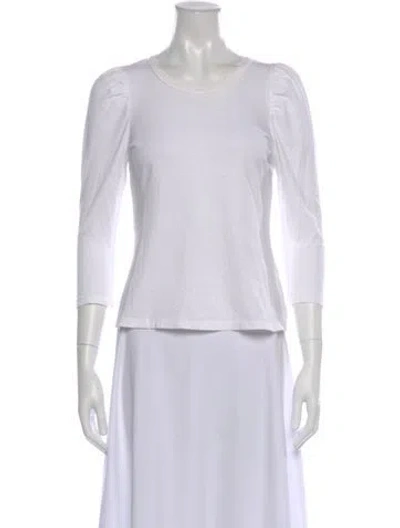 Pre-owned A.l.c Crew Neck Three-quarter Sleeve Top In White