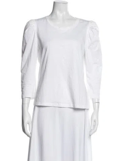 Pre-owned A.l.c Crew Neck Three-quarter Sleeve Top In White