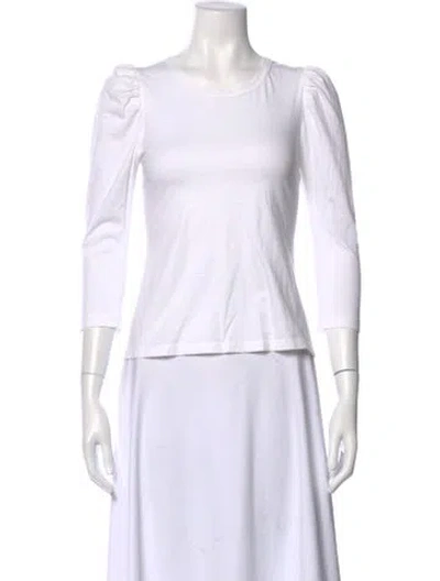 Pre-owned A.l.c Crew Neck Three-quarter Sleeve Top In White