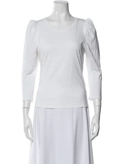 Pre-owned A.l.c Crew Neck Three-quarter Sleeve Top In White