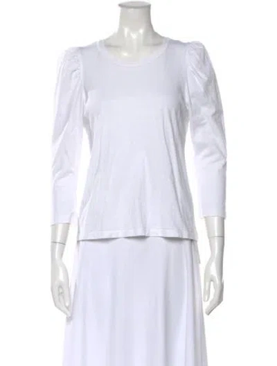 Pre-owned A.l.c Crew Neck Three-quarter Sleeve T-shirt In White