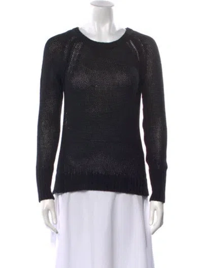Pre-owned A.l.c Crochet Scoop Neck Sweater In Black