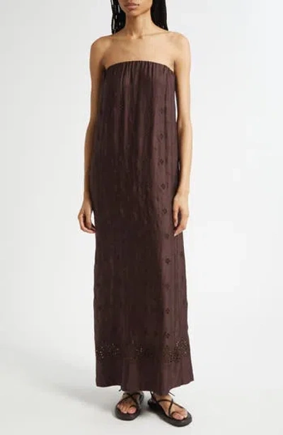 A.l.c . Dalia Eyelet Strapless Maxi Dress In Brown
