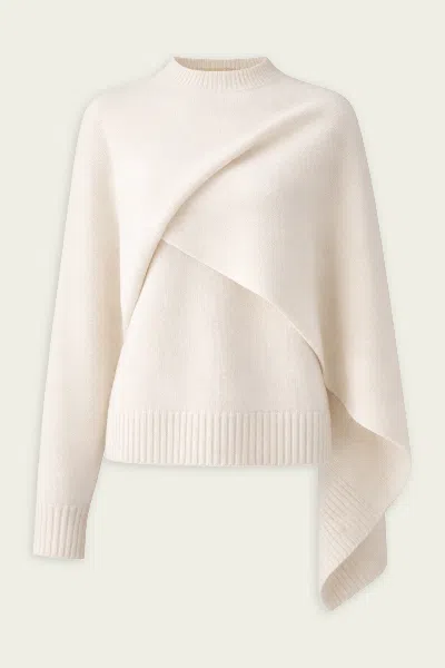A.l.c Davin Draped Wool Sweater In Ivory In Multi