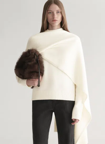 A.l.c Davin Draped Wool Sweater In Ivory In Multi