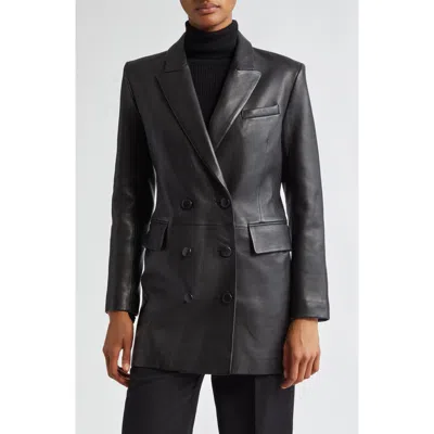 A.l.c . Declan Double Breasted Leather Jacket In Black