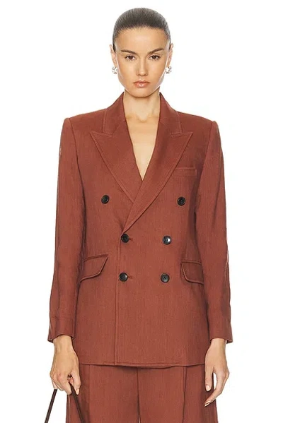 A.l.c Declan Double-breasted Linen-blend Twill Blazer In Sequoia