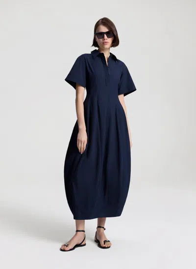 A.l.c Della Stretch Cotton Midi Dress In Blue