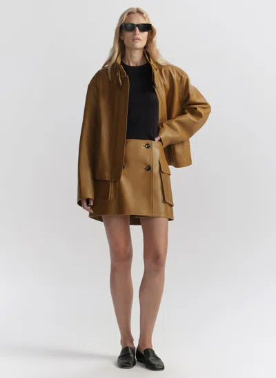 A.l.c Demi Leather Mini Skirt In Brown