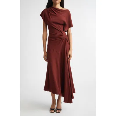 A.l.c . Dena Ruched Off The Shoulder Gown In Brown