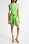 A.l.c . Dion Gathered Satin Minidress In Green