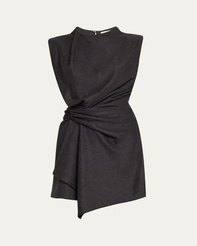 A.l.c Dion High-neck Gathered Mini Dress In Charcoal