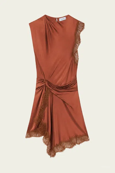 A.l.c Dion Satin And Lace Mini Dress In Light Chestnut In Brown