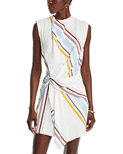 A.l.c Dion Side Twist Dress In White Stripe