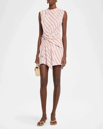 A.l.c Dion Stripe Draped Mini Dress In Lilac In Pink