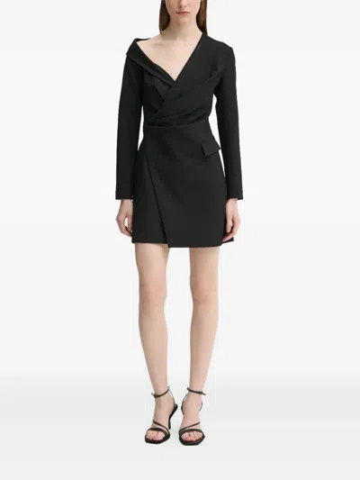 A.l.c Draped Asymmetric-shoulder Mini Dress In Black