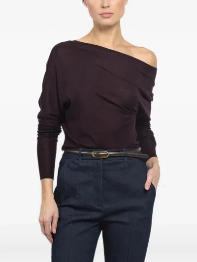 A.l.c Draped Long-sleeve Top In Brown