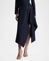 A.l.c Draped Navy Midi Skirt In Navyblack