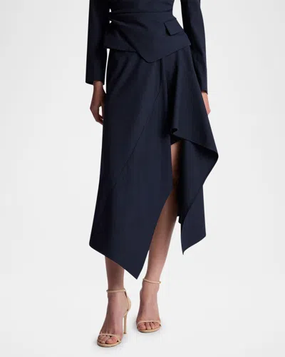 A.l.c Draped Navy Midi Skirt In Navyblack