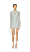 A.l.c . Eden Floral Lace Mock Neck Minidress In Blue
