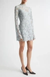 A.l.c . Eden Floral Lace Mock Neck Minidress In Blue