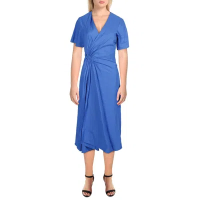 A.l.c Edie Womens Linen Midi Wrap Dress In Blue
