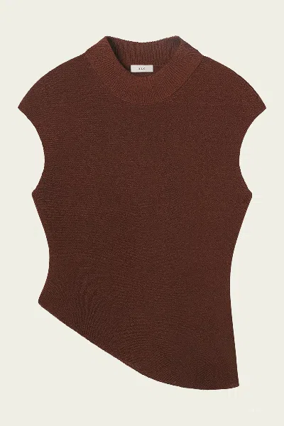 A.l.c Edith Metallic Knit Asymmetric Top In Rust In Brown